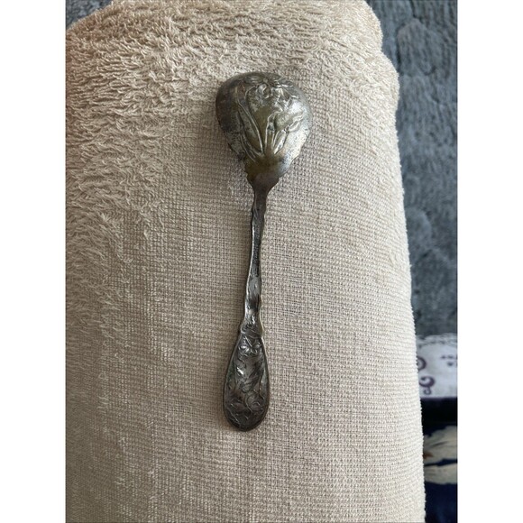 ANTIQUE NARCISSUS ART NOUVEAU 1908 Oxford SILVERPLATED SUGAR SPOON - Picture 6 of 9